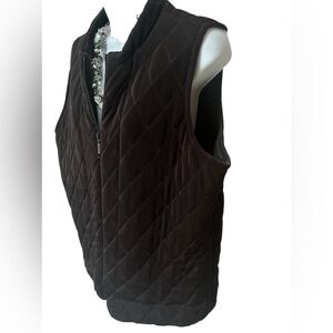 Chico's Travelers Dark Brown Quilted Vest Sz 2